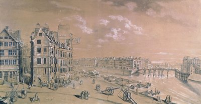 La Ile Saint-Louis y los muelles de maíz desde la Place de Grève de Nicolas Raguenet